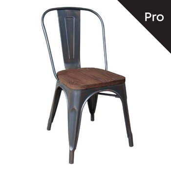 Ε5191W,10 RELIX Wood Καρέκλα-Pro, Στοιβαζόμενη, Μέταλλο Βαφή Antique Black,Κάθισμα Dark Oak