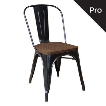 Ε5191W,11 RELIX Wood Καρέκλα-Pro, Στοιβαζόμενη, Μέταλλο Βαφή Μαύρο, Κάθισμα Dark Oak