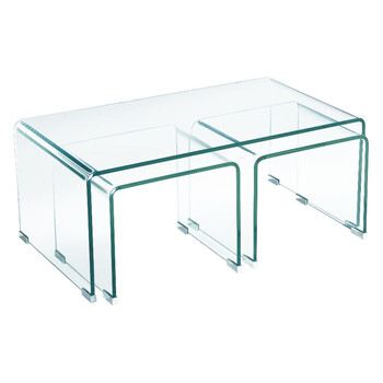 ΕΜ733 GLASSER Τραπεζάκια (1+2) Σαλονιού - Καθιστικού Διάφανο Γυαλί 12mm