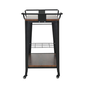 Ε5211,1 RELIX Trolley Bar-Pro Μέταλλο Βαφή Μαύρο, MDF Απόχρωση Καρυδί
