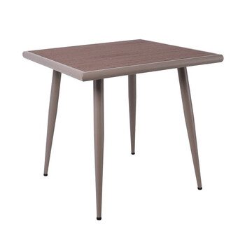 Ε6890,1 SERRANO Τραπέζι Κήπου-Βεράντας Μέταλλο Βαφή Sand Beige, Polywood Καρυδί
