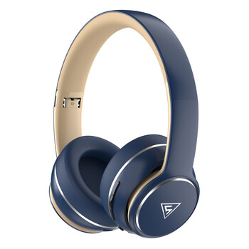 DOQAUS headphones DESIGN 3, ασύρματα & ενσύρματα, Φ40mm, 600mAh, μπλε