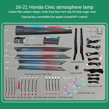 DIQ AMBIENT HONDA CIVIC mod.2016-2021 FULLKIT (Digital iQ Ambient Light Honda Civic mod. 2016-2021, 23 Lights)