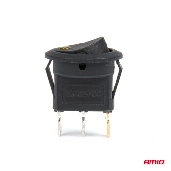 03962/AM ΔΙΑΚΟΠΤΗΣ 12V ON/OFF ΣΤΡΟΓΓΥΛΟΣ ΜΕ 3 ΕΠΑΦΕΣ ΚΙΤΡΙΝΟ LED AMIO - 1 τεμ.