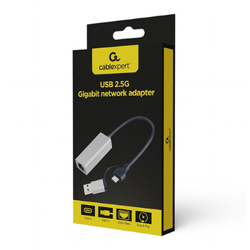 CABLEXPERT USB3.1+TYPEC 2.5G GIGABIT NETWORK ADAPTER SPACE GREY