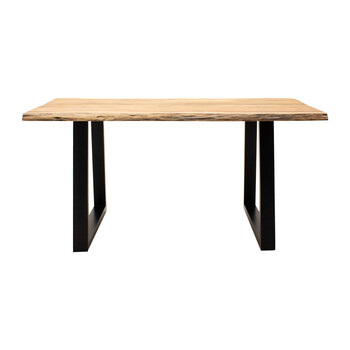 Τραπέζι Miles Slim pakoworld μασίφ ξύλο ακακίας σε φυσική απόχρωση με μαύρα μεταλλικά πόδια 160x90x76εκ