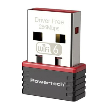POWERTECH ασύρματος USB αντάπτορας δικτύου PT-1383, 300Mbps WiFi 6
