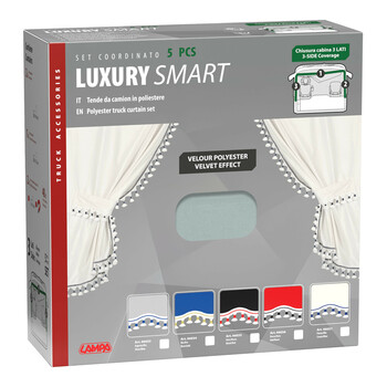 L9603.3 ΚΟΥΡΤΙΝΕΣ ΝΤΑΛΙΚΑΣ LUXURY SMART ΑΣΗΜΙ/ΜΠΛΕ ΣΕΤ LAMPA - 5 ΤΕΜ.