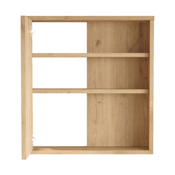 Ντουλάπι μπάνιου Bagno με καθρέπτη pakoworld σε φυσική απόχρωση 60x14.5x63.6εκ