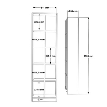 Βιβλιοθήκη Oteca 10θέσεων pakoworld σε φυσική απόχρωση 51.1x25.4x180εκ