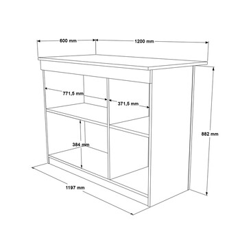Τραπέζι-πάγκος κουζίνας Kogile pakoworld σε φυσική απόχρωση 120x60x88.2εκ