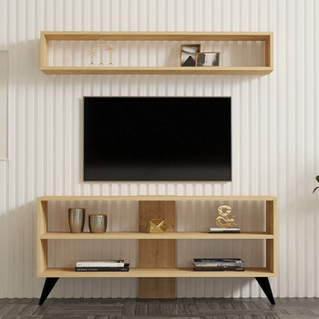 Σύνθετο σαλονιού Prestige pakoworld σε oak απόχρωση 120x29,6x50εκ
