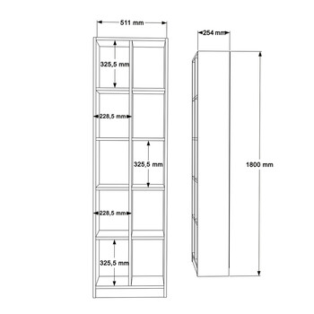 Βιβλιοθήκη Oteca 10θέσεων pakoworld σε λευκή απόχρωση 51.1x25.4x180εκ