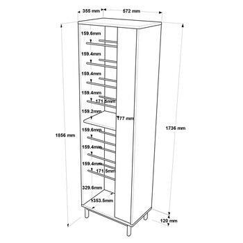 Παπουτσοθήκη Scarpiera 9θέσεων pakoworld σε φυσικο-ανθρακι απόχρωση 57.2x35.5x185.6εκ
