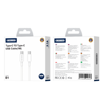 jager ΚΑΛΩΔΙΩΣΗ TYPE C - TYPE C 1Μ 60W FAST CHARGE (B1-0893)