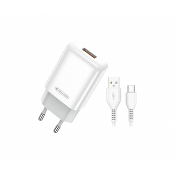 jager ΦΟΡΤΙΣΤΗΣ 2.4A - 1 ΘΥΡA USB + ΚΑΛΩΔΙΟ USB / TYPE C 1M (EU01)