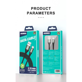 jager ΚΑΛΩΔΙΩΣΗ USB - TYPE C 2Μ 3.1A FAST CHARGE (B12-2873)