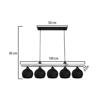 Φωτιστικό οροφής πεντάφωτο Salote pakoworld Ε27 σε καφέ-μαύρη απόχρωση 100x18x24εκ