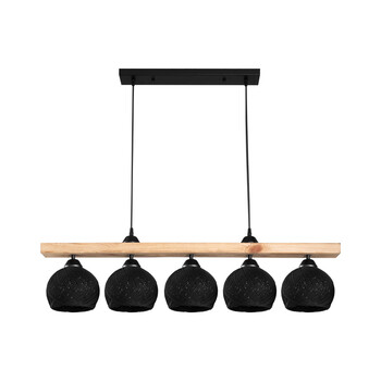 Φωτιστικό οροφής πεντάφωτο Salote pakoworld Ε27 σε καφέ-μαύρη απόχρωση 100x18x24εκ