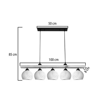 Φωτιστικό οροφής πεντάφωτο Salote pakoworld Ε27 σε καφέ-κρέμα απόχρωση 100x18x24εκ
