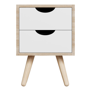 Κομοδίνο Selma pakoworld ξύλο πεύκου σε sonoma-λευκή απόχρωση 29.7x29.7x45εκ