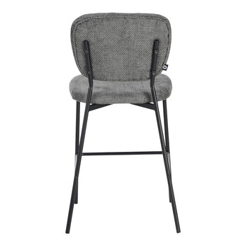 Σκαμπό μπαρ Cathair pakoworld μπουκλέ ύφασμα σε γκρι απόχρωση με μαύρα μεταλλικά πόδια 48x54x100εκ