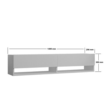 Έπιπλο τηλεόρασης επιτοίχιο Melosa pakoworld σε λευκή απόχρωση 141x30x31εκ