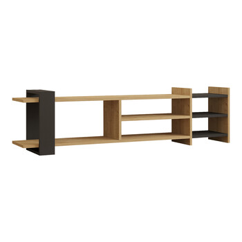 Έπιπλο τηλεόρασης Rinia pakoworld σε oak-ανθρακί απόχρωση 153,60x26x40εκ