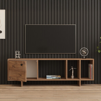 Έπιπλο τηλεόρασης Mueble pakoworld σε sonoma απόχρωση 140x29x45εκ