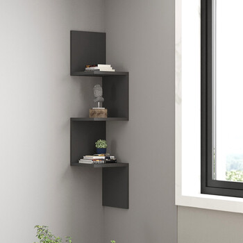 Ραφιέρα γωνιακή τοίχου Insta pakoworld σε ανθρακί απόχρωση 25x25x105,5εκ