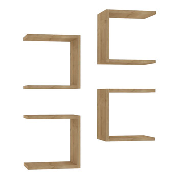 Ραφιέρα τοίχου Perari pakoworld 4τεμ.σε oak  απόχρωση 30x19.6x30εκ