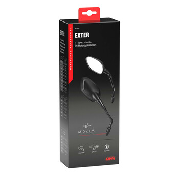 9163.2-LM ΚΑΘΡΕΠΤΕΣ MOTO EXTER M10x1,25 DX+SX ΣΕ ΜΑΥΡΟ ΧΡΩΜΑ LAMPA - 2 ΤΕΜ.