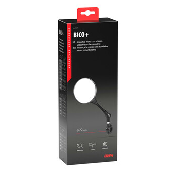 9163.8-LB ΚΑΘΡΕΠΤΗΣ ΠΟΔΗΛΑΤΟΥ BIKO+ ΣΤΡΟΓΓΥΛΟΣ M10x1,25 ΜΕ ΒΑΣΗ ΣΤΗΡΙΞΗΣ ΤΙΜΟΝΙΟΥ 22mm DX/SX ΜΑΥΡΟ ΧΡΩΜΑ  LAMPA - 1 ΤΕΜ.