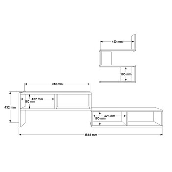 Σύνθετο σαλονιού Kakomo pakoworld σε λευκή απόχρωση 170x29.5x43εκ