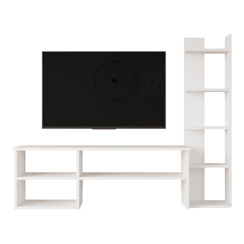 Σύνθετο σαλονιού Perla pakoworld σε λευκή απόχρωση 120x29.5x41,8εκ