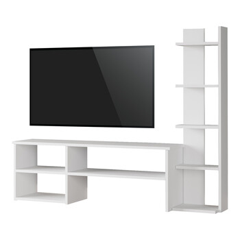 Σύνθετο σαλονιού Perla pakoworld σε λευκή απόχρωση 120x29.5x41,8εκ