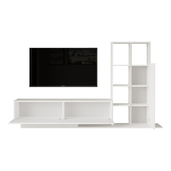 Σύνθετο σαλονιού Damon pakoworld σε λευκή απόχρωση 140x29.5x39.5εκ