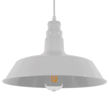 GloboStar® RAY 01043 Vintage Κρεμαστό Φωτιστικό Καμπάνα Μονόφωτο 1 x E27 IP20 Λευκό Μέταλλο - Μ36 x Π36 x Υ25cm