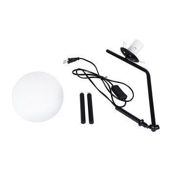 GloboStar® ELFIS 01100 Μοντέρνο Επιτραπέζιο Φωτιστικό Πορτατίφ Μονόφωτο 1 x E27 IP20 Μαύρο Μέταλλο με Λευκό Γυαλί - Μ22 x Π27 x Υ41cm