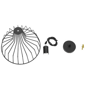 GloboStar® TERE 01165 Vintage Κρεμαστό Φωτιστικό Καμπάνα Μονόφωτο 1 x E27 IP20 Μαύρο Μέταλλο - Μ30 x Π30 x Υ25cm