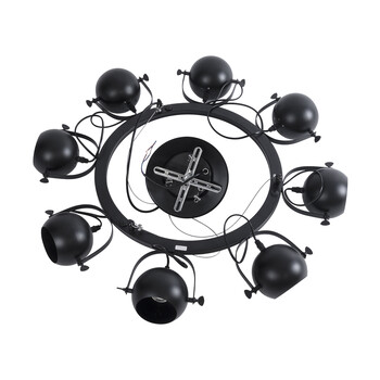 GloboStar® LINNYA 01219 Μοντέρνο Κρεμαστό Φωτιστικό Ανάρτηση Πολύφωτο 8 x E27 IP20 Μαύρο Μέταλλο - Μ78 x Π78 x Υ10cm