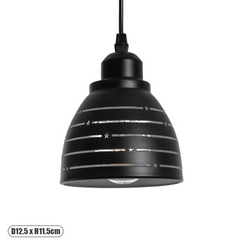 GloboStar® COOLIE 01483 Μοντέρνο Κρεμαστό Φωτιστικό Μονόφωτο Καμπάνα 1 x E27 IP20 Μαύρο & Ασημί Μέταλλο - Μ12.5 x Π12.5 x Υ11.5cm