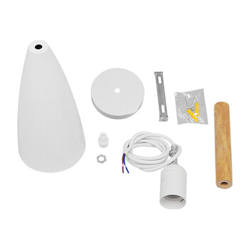 GloboStar® DILLON 00876 Μοντέρνο Κρεμαστό Φωτιστικό Καμπάνα Μονόφωτο 1 x E27 IP20 Λευκό Μέταλλο με Μπεζ Ξύλο - Μ11 x Π11 x Υ36cm