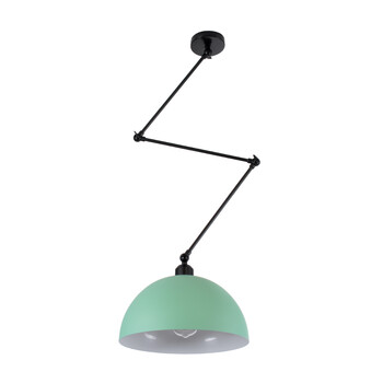 GloboStar® LOTUS 00936 Μοντέρνο Φωτιστικό Οροφής Καμπάνα Μονόφωτο 1 x E27 IP20 Τιρκουάζ, Μαύρο & Λευκό Μέταλλο - Μ30 x Π30 x Υ21cm