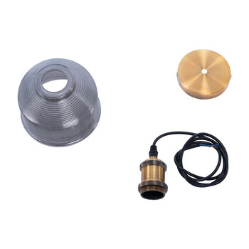 GloboStar® SEGRETO 01449 Vintage Κρεμαστό Φωτιστικό Καμπάνα Μονόφωτο 1 x E27 IP20 Γκρι Γυαλί με Χρυσό Μέταλλο - Μ14 x Π14 x Υ18cm