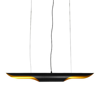 GloboStar® ESTERINA 01473 Μοντέρνο Κρεμαστό Φωτιστικό Ανάρτηση Δίφωτο 2 x E27 IP20 Μαύρο & Χρυσό Μέταλλο - Μ100 x Π10 x Y10cm