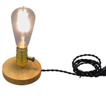 GloboStar® NOX 91047 Μοντέρνο Επιτραπέζιο Φωτιστικό Πορτατίφ Μονόφωτο 1 x E27 IP20 Μπεζ Ξύλο με Χρυσό Μέταλλο - Μ12 x Π12 x Υ10.6cm