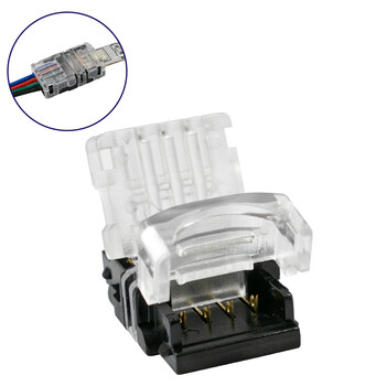 GloboStar® 70724 Αδιάβροχος Ταχυσύνδεσμος Ένωσης IP65 - Strip To Cable Connector για Ένωση 1 x RGB Αδιάβροχης Ταινίας LED Πλάτους 10mm με 1 x Καλώδιο Τροφοδοσίας