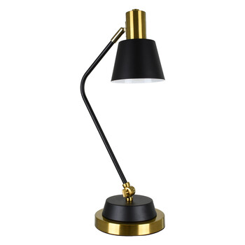 GloboStar® LETO 00834 Μοντέρνο Επιτραπέζιο Φωτιστικό Πορτατίφ Μονόφωτο 1 x E27 IP20 Μαύρο & Χρυσό Μέταλλο - Μ30 x Π18 x Υ54cm