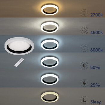 GloboStar® ARIANA 61035 Πλαφονιέρα Οροφής Κύκλος LED CCT 55W 6376lm 120° AC 220-240V - Εναλλαγή Φωτισμού μέσω Τηλεχειριστηρίου All In One Ψυχρό Λευκό 6000k+Φυσικό Λευκό 4500k+Θερμό Λευκό 2700k Dimmable Φ48cm - Λευκό - 3 Years Warranty